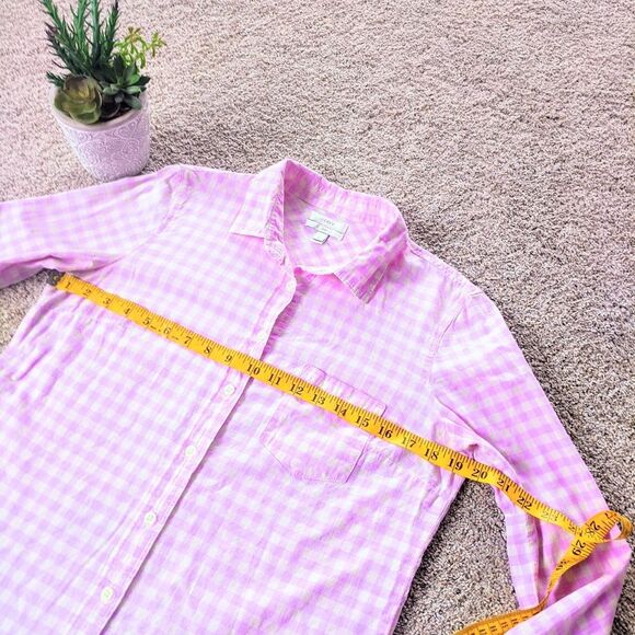 Purple J. Crew Gingham Boy Fit Shirt - Picture 5 of 6